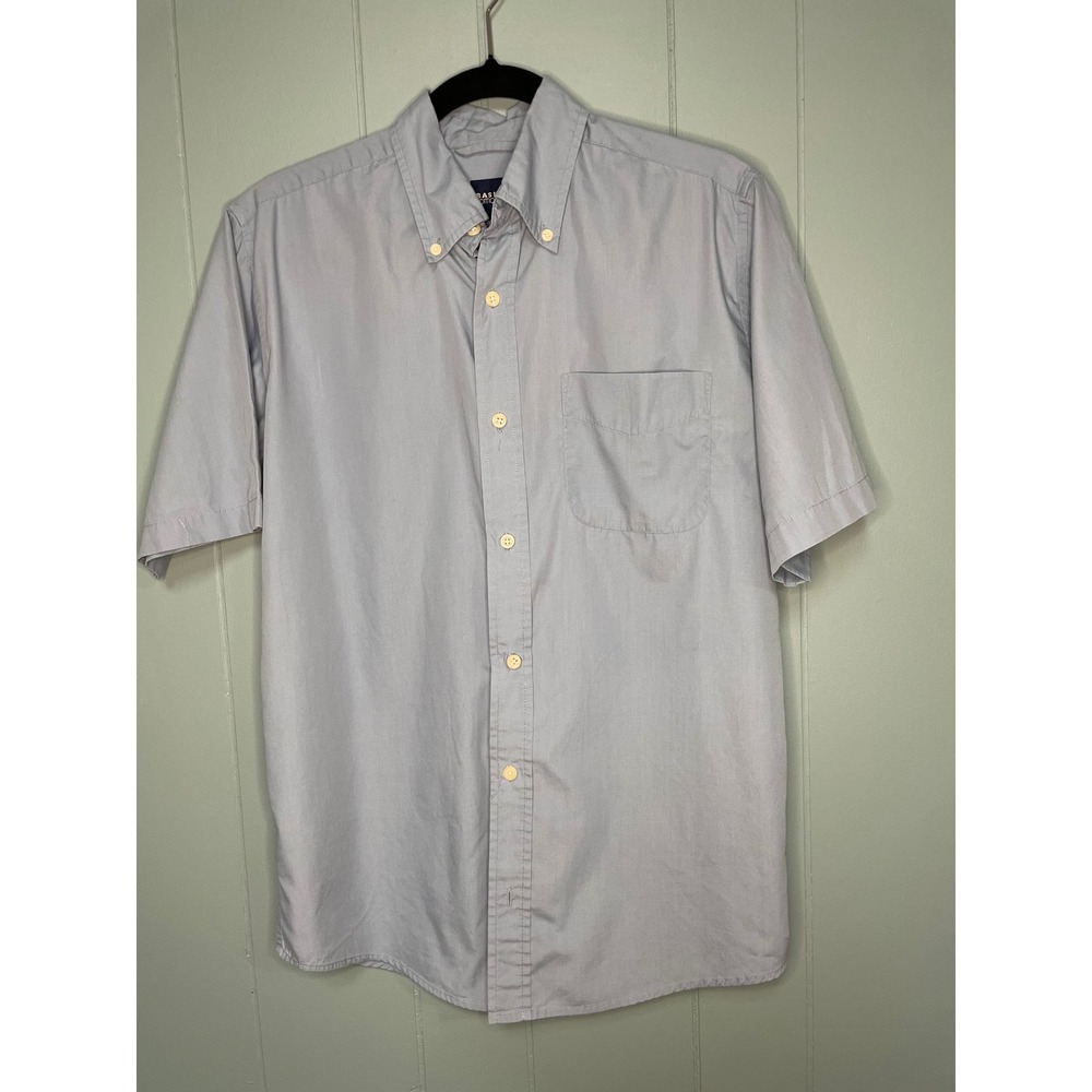 Basic Editions Button Down Shirt Mens Small Blue Excellent Short Sleeve Pocket